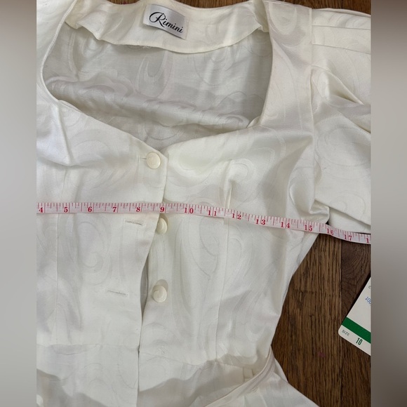 NWT VINTAGE Rimini 100% Cotton Belted White Patterned Button Up Midi Dress SZ 10 - Picture 6 of 8